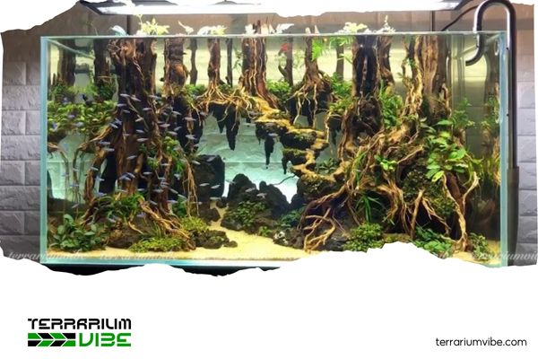 Hướng dẫn setup hồ thủy sinh 80x40x40 độc đáo, ấn tượng 5 Phong cách “rừng”