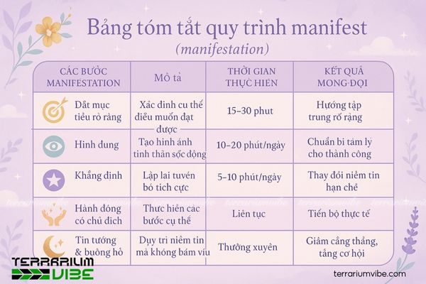 Manifest là gì? Ý nghĩa và cách thực hành manifestation bằng nghệ thuật Terrarium 2 Quy trình manifestation